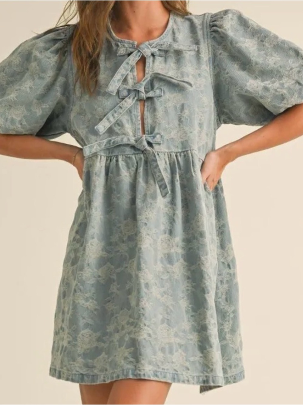 Miou Muse Denim Bow Dress